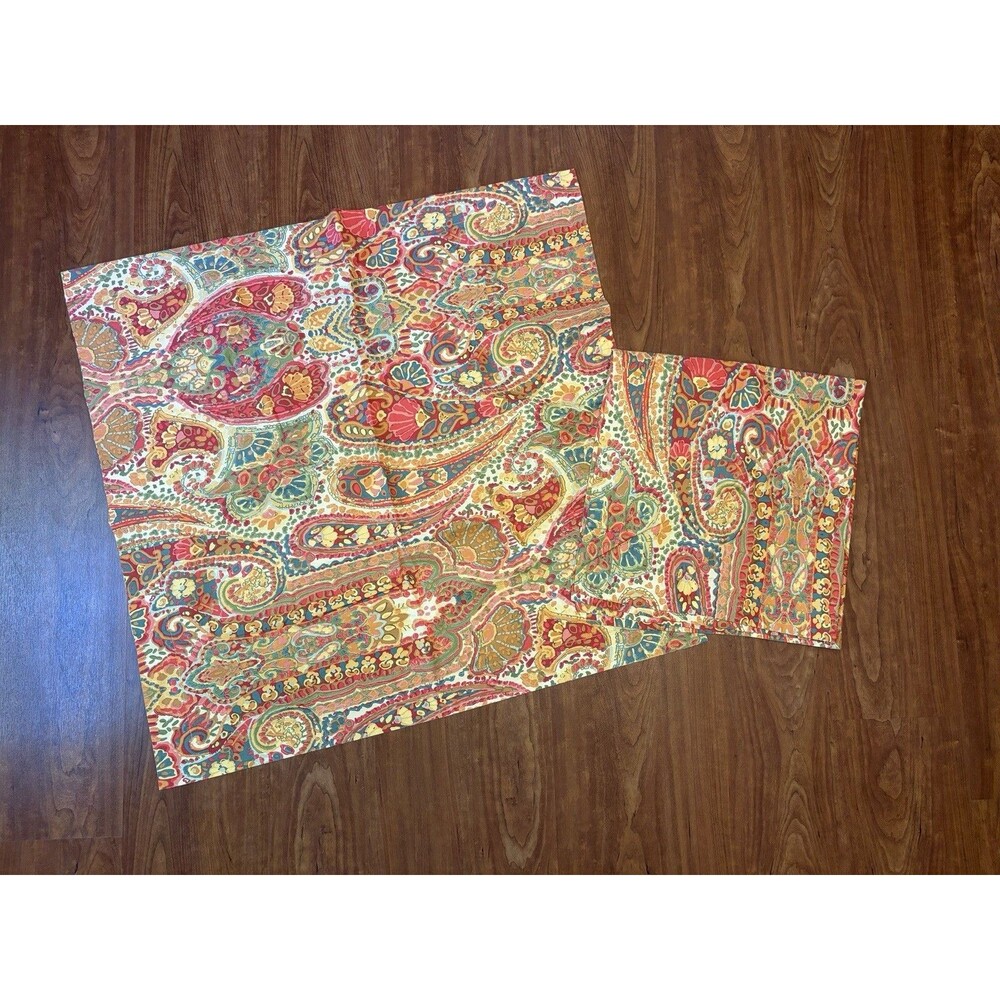 2 Pottery Barn Rosalie EURO Pillow Cases Shams Paisley Red 25"X26" 11